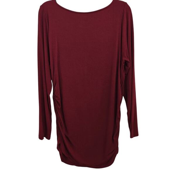 Soft Surroundings Long Sleeve Top Size XL Burgundy Ruched Sides Stretch Jersey - Picture 5 of 6